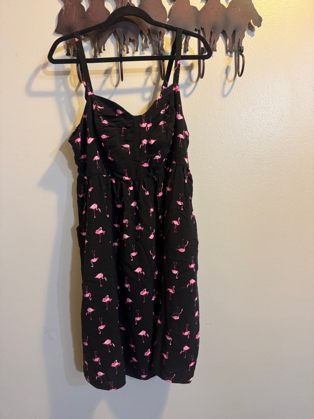 Torrid Black Dress with Pink Flamingo Print